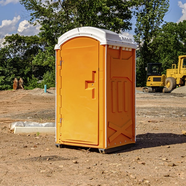 how often are the portable restrooms cleaned and serviced during a rental period in Pershing County